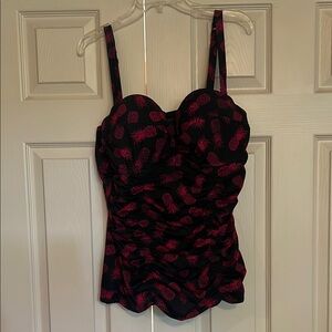 Torrid Black and Pink Pineapple Swim Camisole